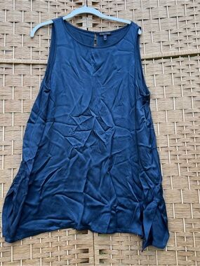 Eileen Fisher Deep Navy Sleeveless Tank Women’s Large 100% Silk
